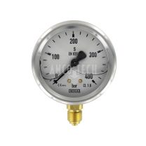 Pressure gauge with glycerine filling 63mm 0-400bar 1/4 bottom connection.