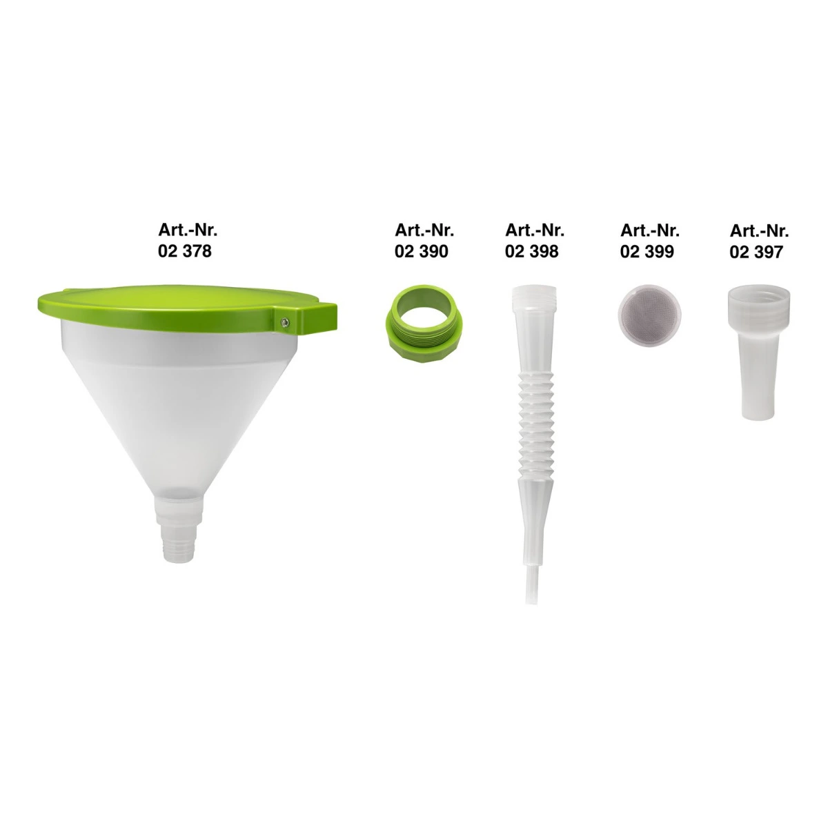 PRESSOL FUNNEL PP-Ø 355mm 10L with Lid Green and Accessories 02378
