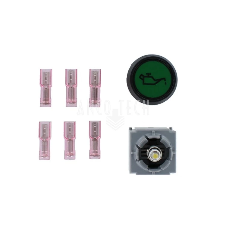 LAMP PUSH BUTTON WITH SYMBOL GREEN 12/24V