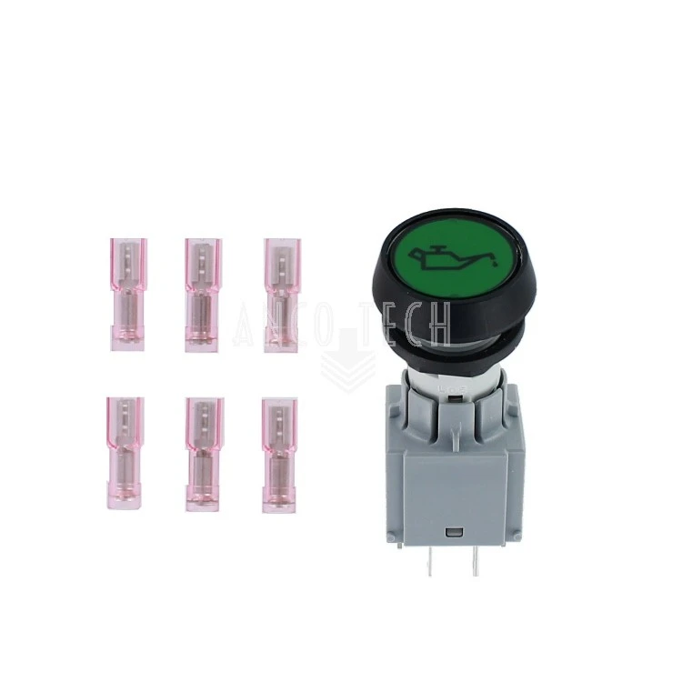 LAMP PUSH BUTTON WITH SYMBOL GREEN 12/24V