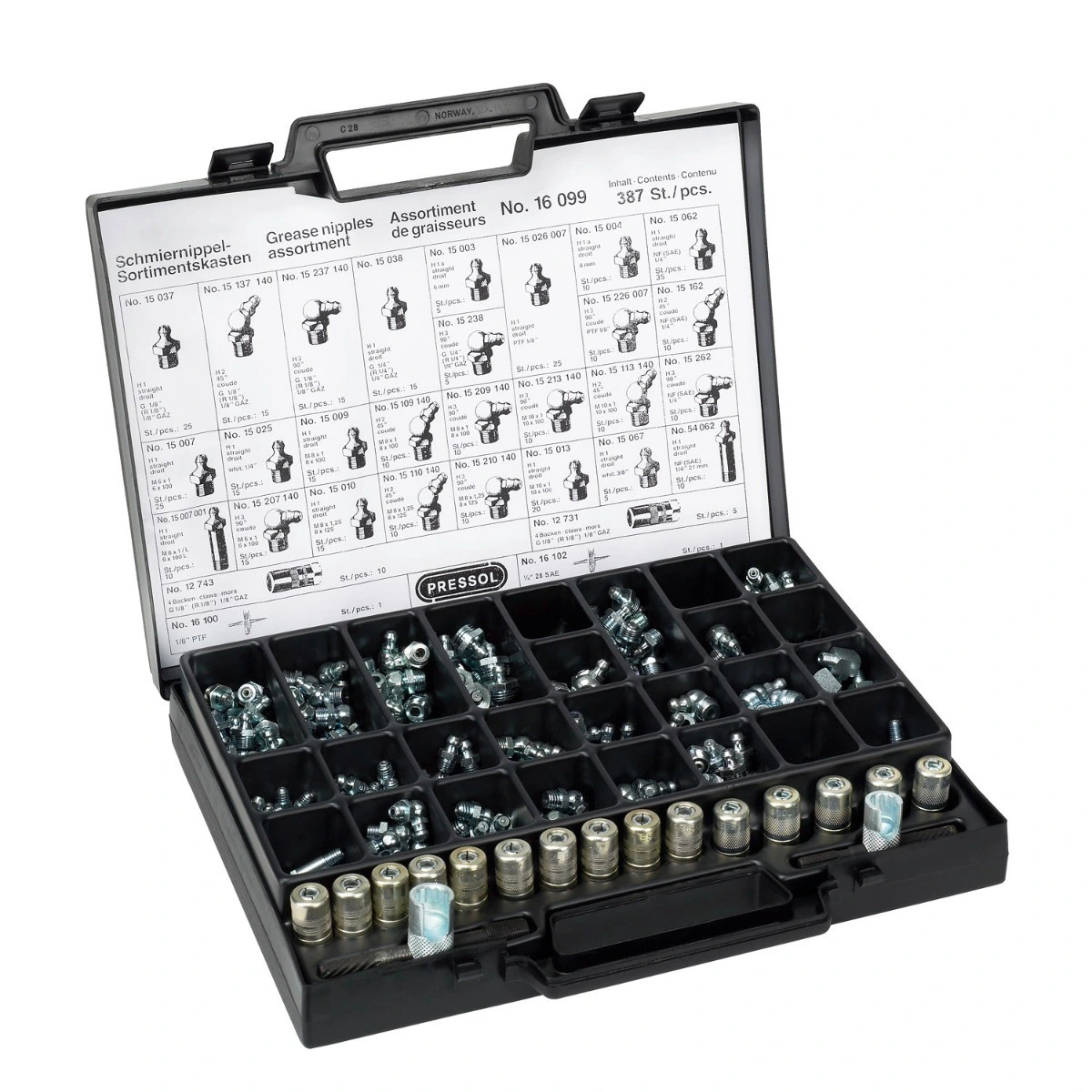 PRESSOL ASSORTMENT GREASE NIPPLES 387 PIECES