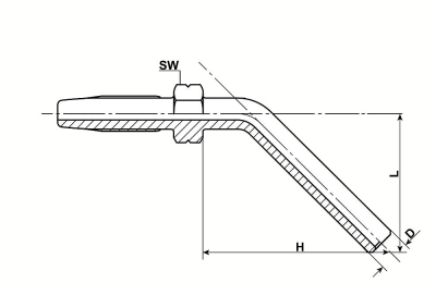 HOSE STUD EXTRA SHORT 6MM ANGLED 45° HD HOSE 8.6x4