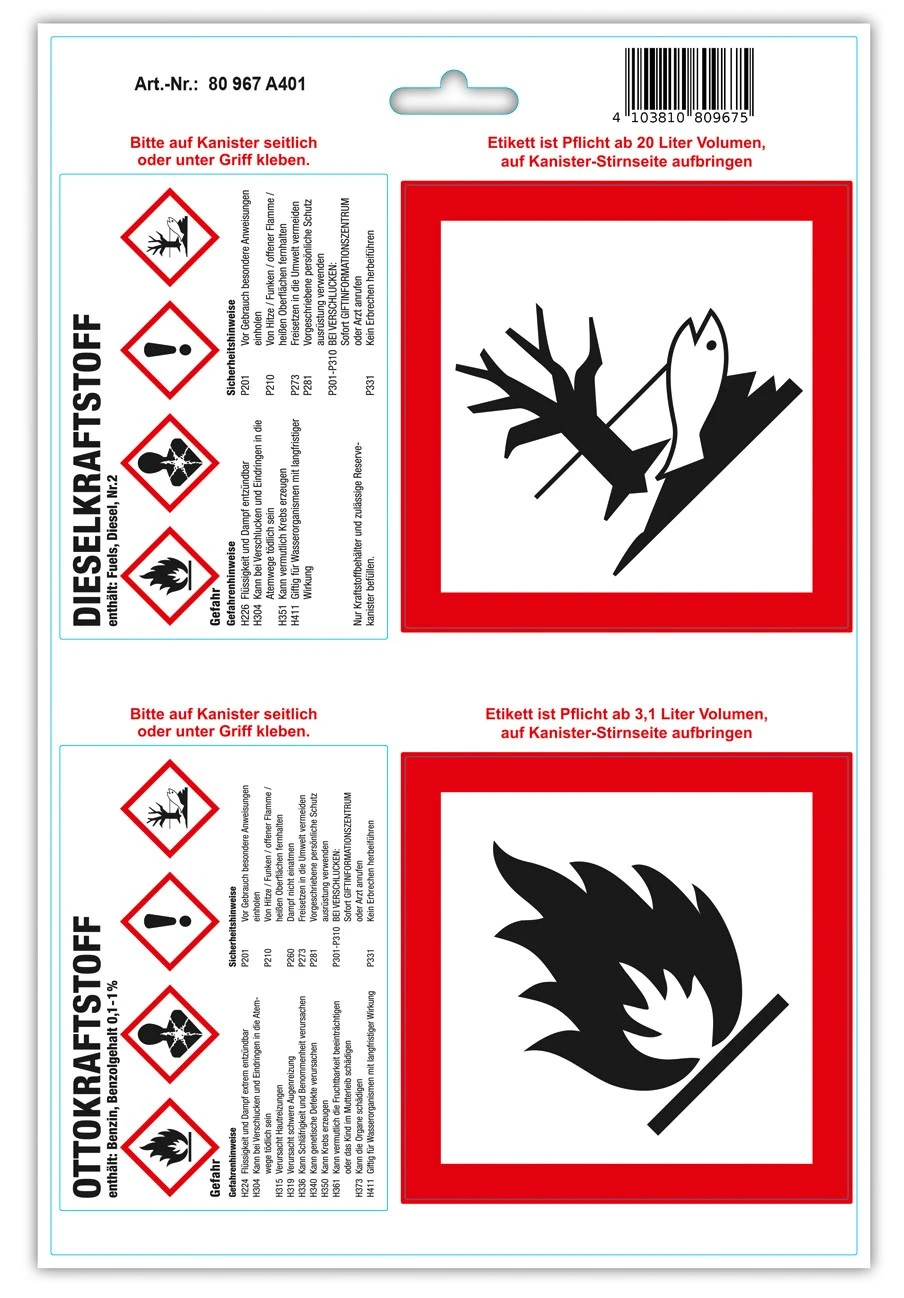 GHS Labels Fuel Jerrycan 80 967