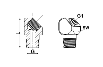 ELBOW ANGLED 45° 1/8 BSPT MALE x 1/8 BSP FEMALE