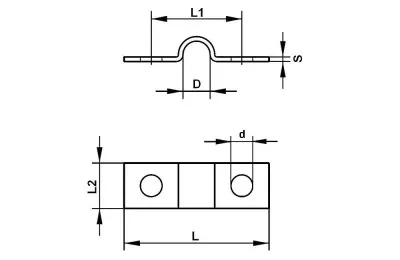 TUBE CLIP 2 x 1/4\" ST/VZ 2 LIPS