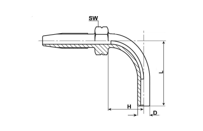 HOSE STUD 6MM 90° ANGLE FOR HP HOSE 11.3x6.3