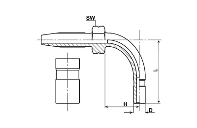 HOSE STUD SS 6MM 90° ANGLE FOR HP HOSE 8.6x4
