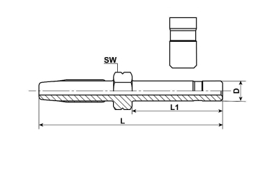 HOSE STUD LONG 6MM STRAIGHT FOR HP HOSE 8.6x4