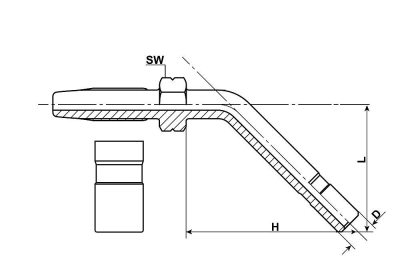 HOSE STUD 6MM 45° ANGLE FOR HP HOSE 8.6x4
