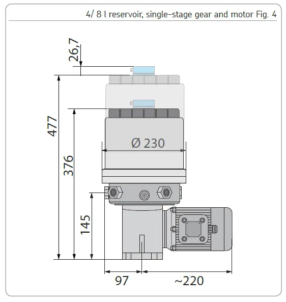 P205 LUBRICATION SYSTEM PUMP 8L 400V 1 x K6 OUTLET