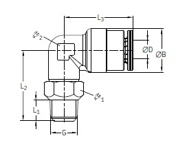ELBOW PUSH-IN CONNECTOR WEDK4 M6x1 ROTATABLE