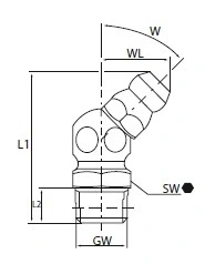GREASE NIPPLE ANGLED 45° M8x1.25