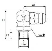 GREASE NIPPLE ANGLED 90° M8x1.25