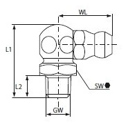 GREASE NIPPLE ANGLED 90° M8x1 SS