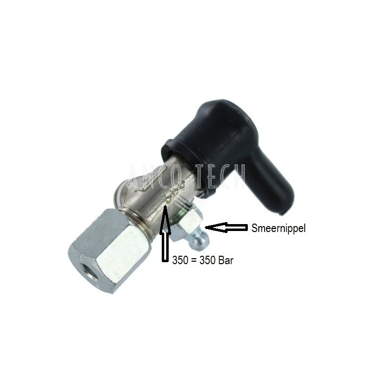 PRESSURE RELIEF VALVE 350 BAR 1/4 6MM + GREASE NIPPLE