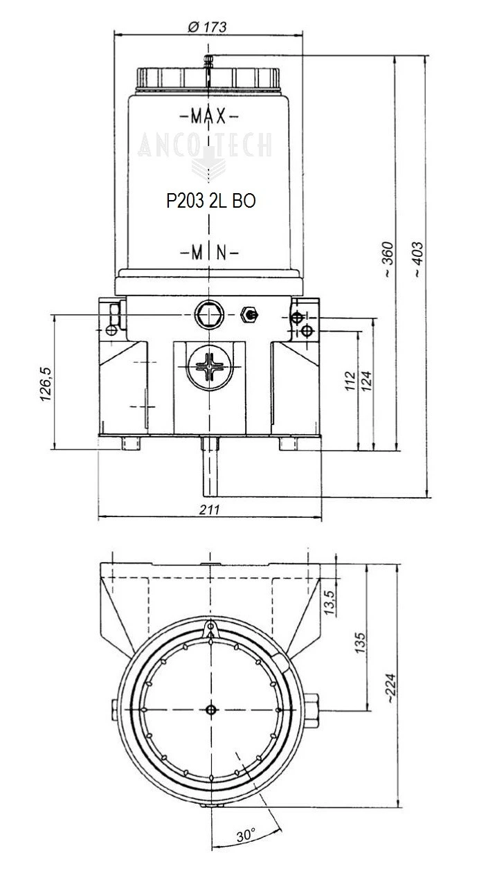 P203 OIL PUMP 2L 24V + LOW LEVEL SIGNAL