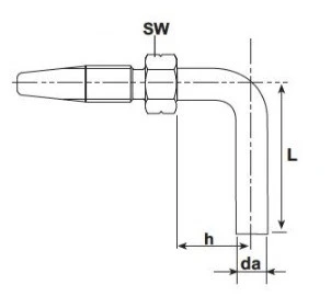 HOSE STUD 6MM 90° ANGLE FOR HP HOSE 11.3x6.3