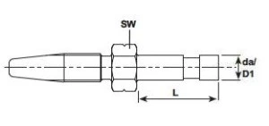 HOSE STUD LONG 6MM STRAIGHT FOR HP HOSE 8.6x4