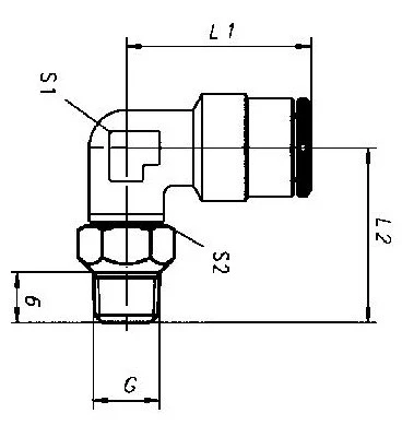 ELBOW PUSH-IN CONNECTOR WEDKM6 M6x1 ROTATABLE