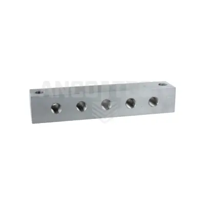 Grease nipple block, 5 connections, 1/4" stainless steel