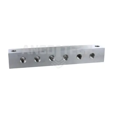 Grease fitting block, 6 connections, 1/4" stainless steel