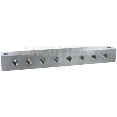 Grease nipple block, 8 connections, 1/4" stainless steel