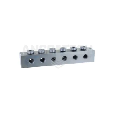 Grease nipple block T-bore 6 outlets M10x1