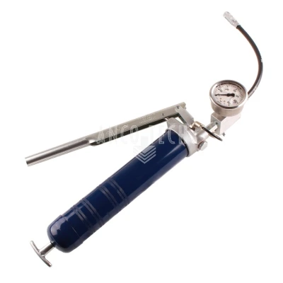 SCISSOR-TYPE GREASE GUN WITH PRESSURE RELIEF AND 600-BAR PRESSURE GAUGE