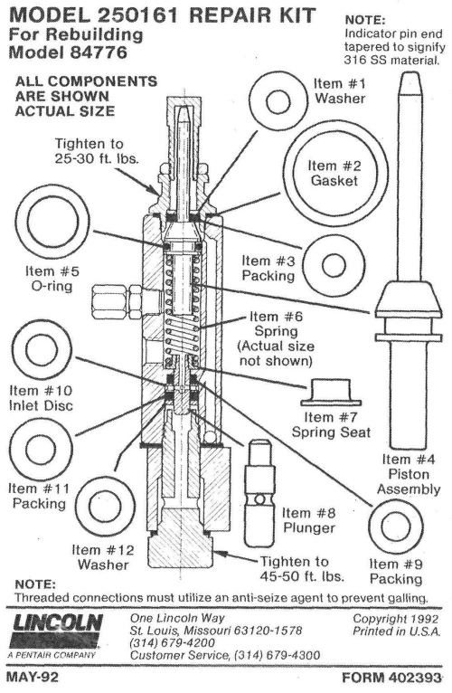 RE-BUILT KIT 250161FOR SL1 SS